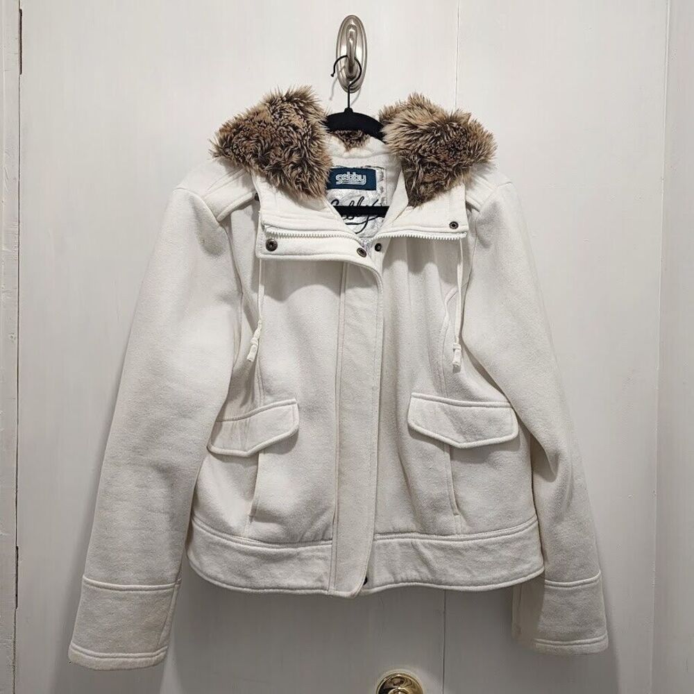 Sebby Faux Fur Hooded Jacket‎ Juinor's Size XL White